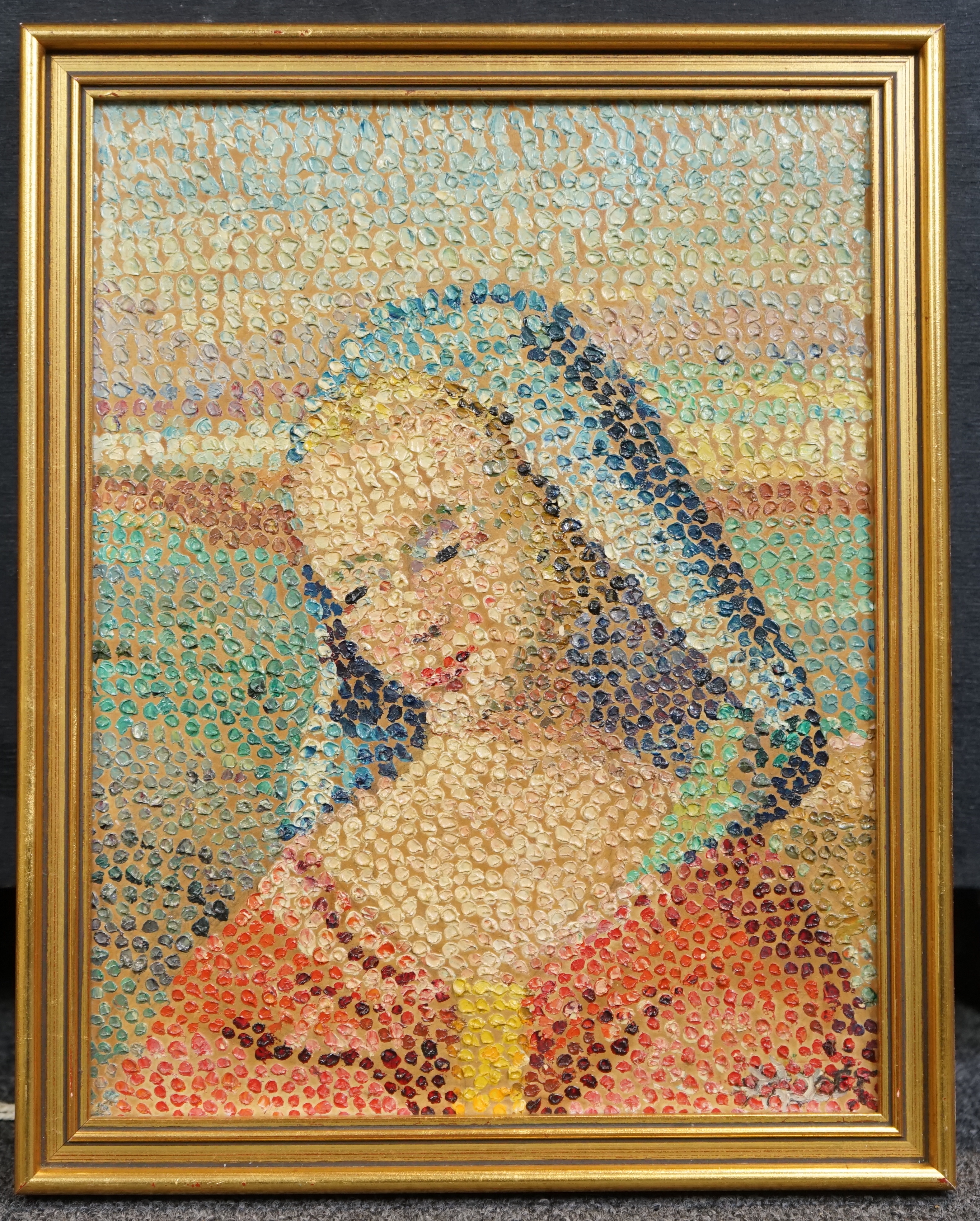 Countess Ginette de Malet Roquefort (French, 1903-1967), 'The Byzantine Madonna', oil on card, 26.5 x 20.5cm